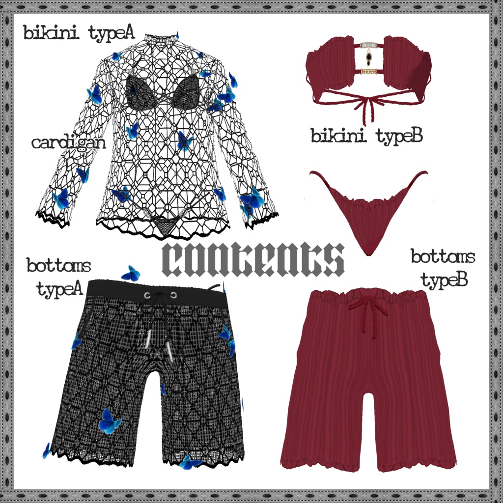 【VRoid衣装】リア充の為のペア水着2セット【水着】