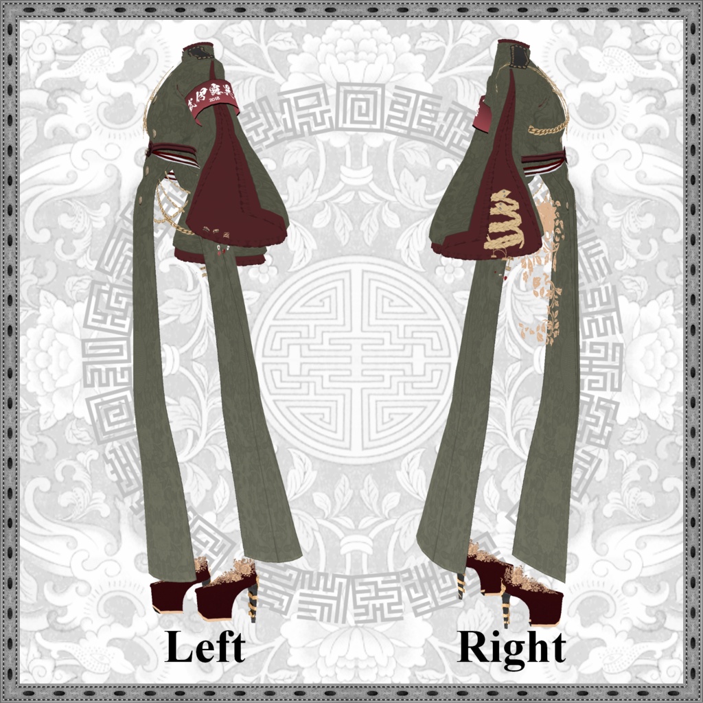 【VRoid衣装】ミリタリーチャイナドレス―Military style cheongsam―