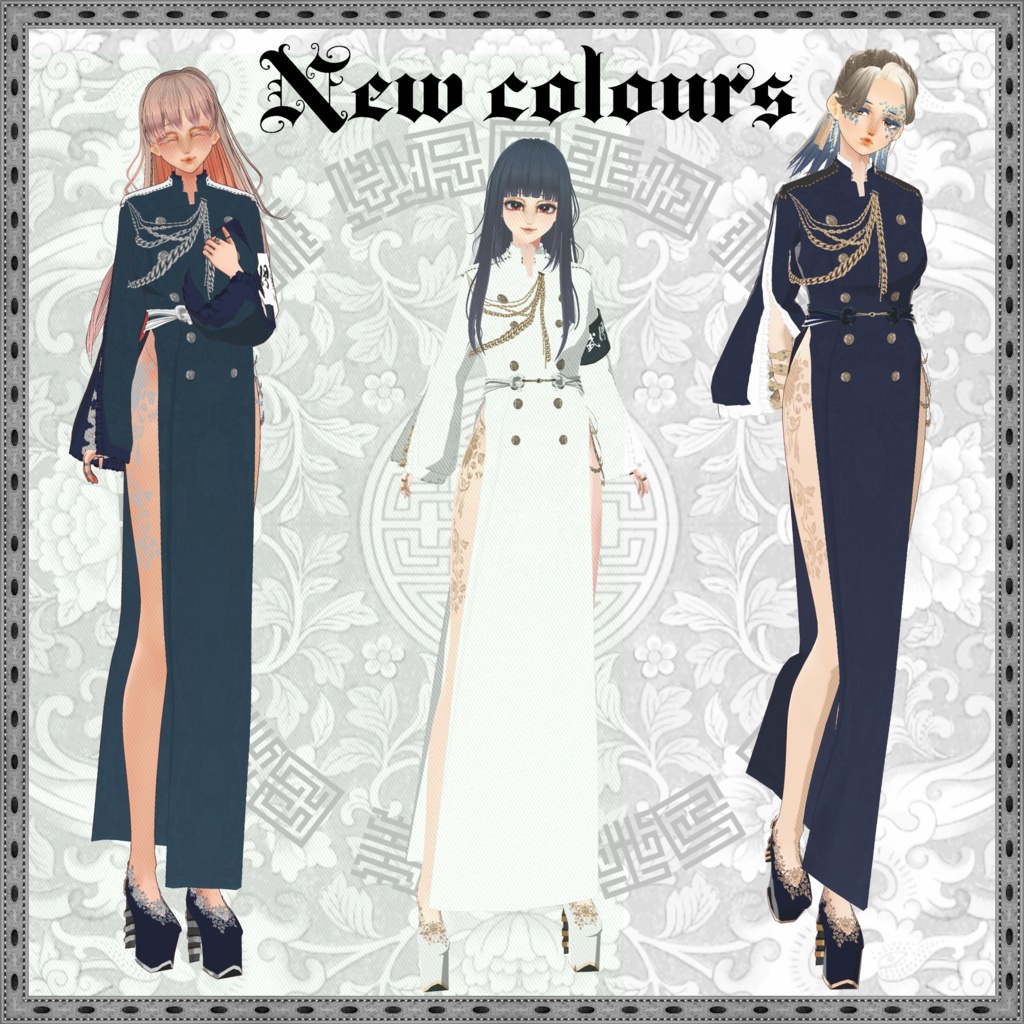 【VRoid衣装】ミリタリーチャイナドレス―Military style cheongsam―