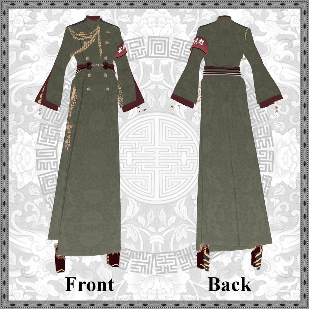 【VRoid衣装】ミリタリーチャイナドレス―Military style cheongsam―