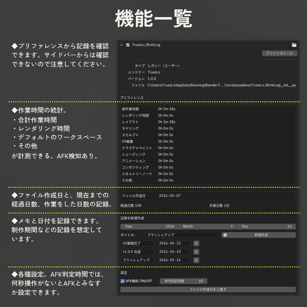 【無料】TrussLo WorkLog