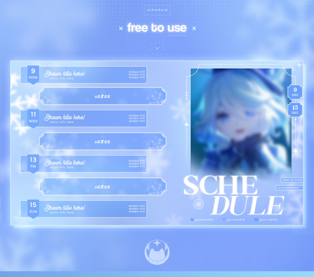 【FREE】 snowflake schedule - twitch - youtube - stream