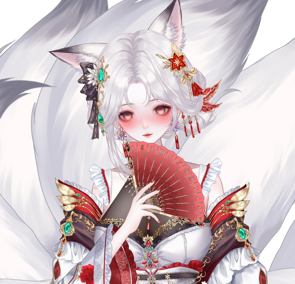 【量販モデル】九尾の狐妖 VTuber VTS 量販モデル — 歩き・前傾・サイズ変更・2種髪型・豊富なボタン付き~