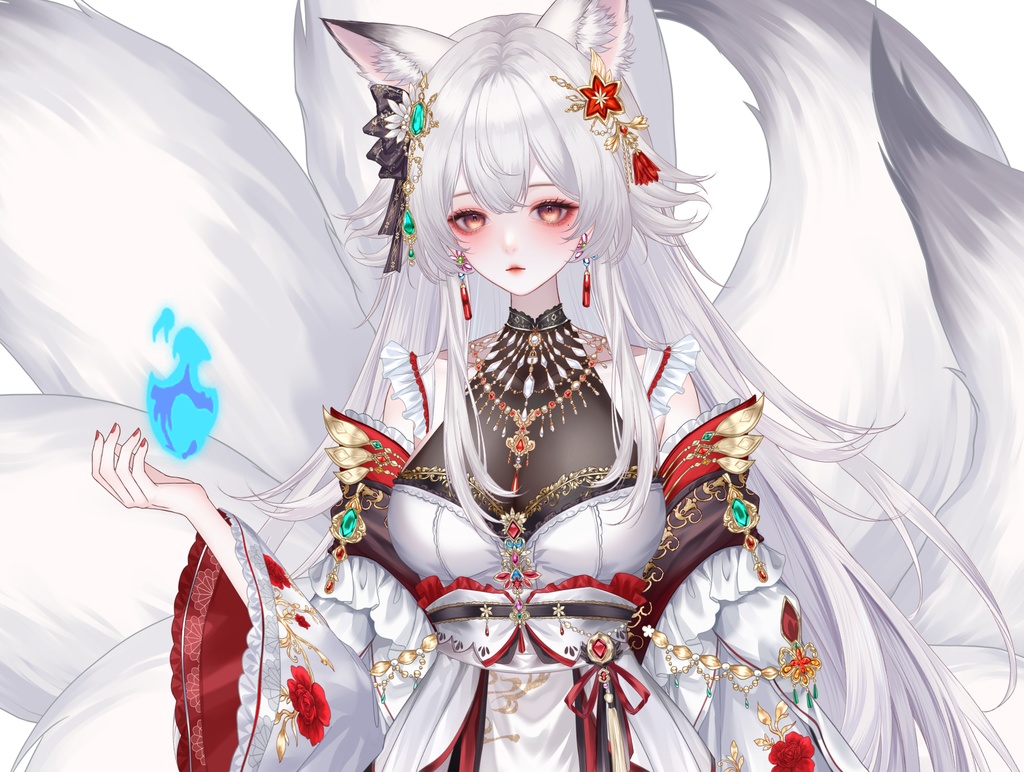 【量販モデル】九尾の狐妖 VTuber VTS 量販モデル — 歩き・前傾・サイズ変更・2種髪型・豊富なボタン付き~