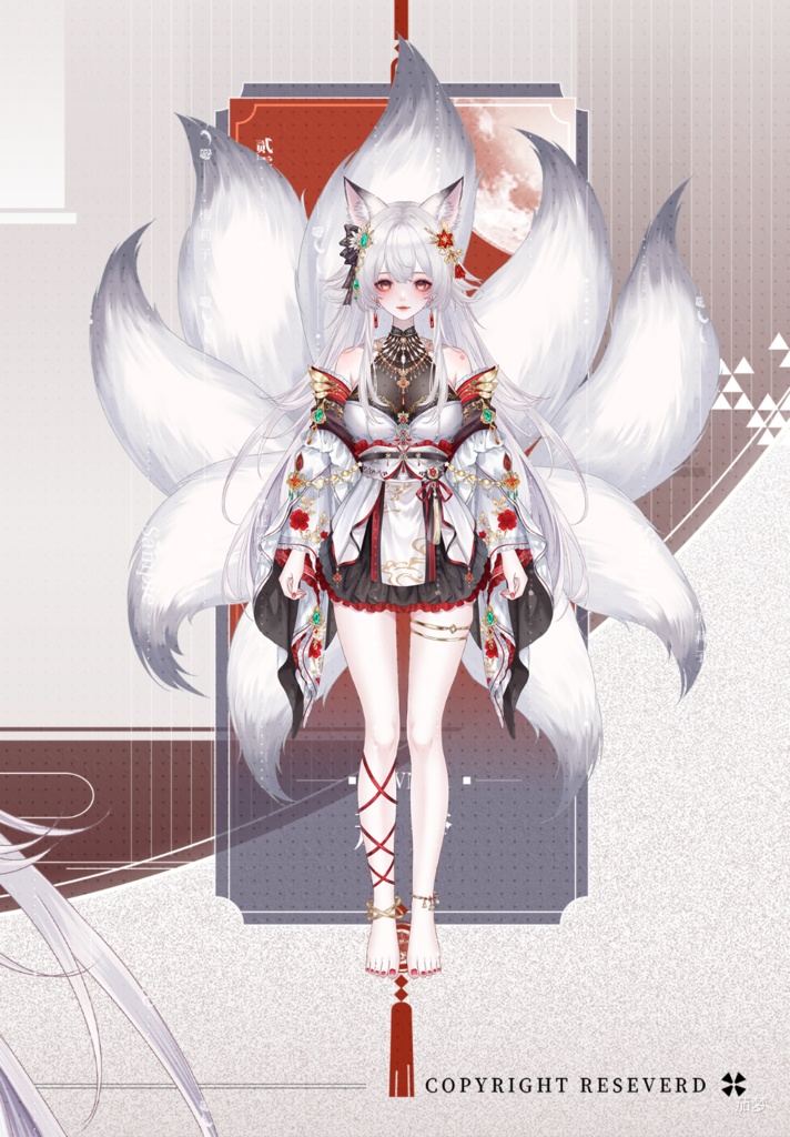 【量販モデル】九尾の狐妖 VTuber VTS 量販モデル — 歩き・前傾・サイズ変更・2種髪型・豊富なボタン付き~