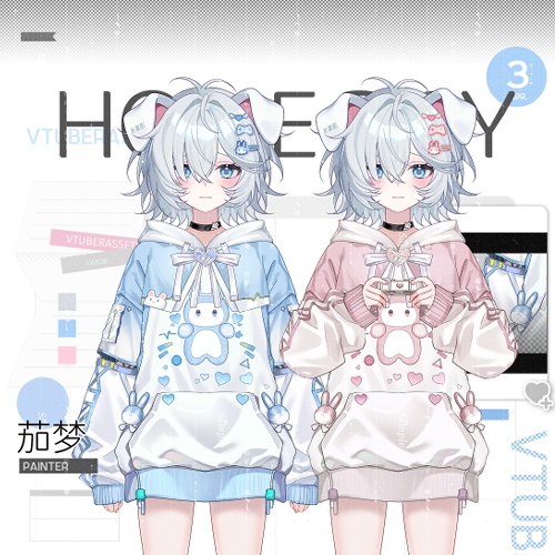 【おうち時間】ゲーミングパーカーでおうち配信 VTuber動的衣装アクセサリー｜カラバリ・髪飾り付き