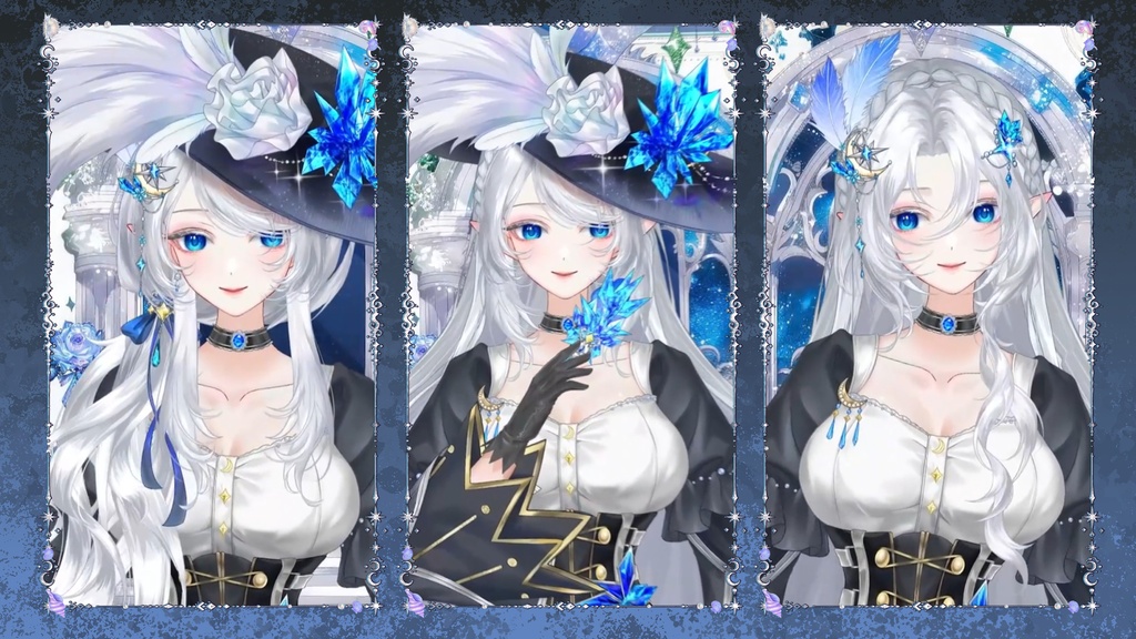 【量販モデル】超高性能サファイアの魔女～座り姿・髪＆瞳カラー変更・2種髪型・サイズ変更～アイコン・目線バー・特典イラスト・イメージソング付き