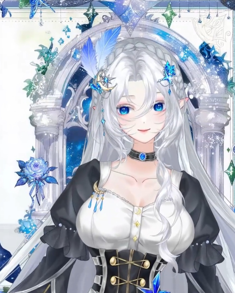 【量販モデル】超高性能サファイアの魔女~座り姿・髪&瞳カラー変更・2種髪型・サイズ変更~アイコン・目線バー・特典イラスト・イメージソング付き
