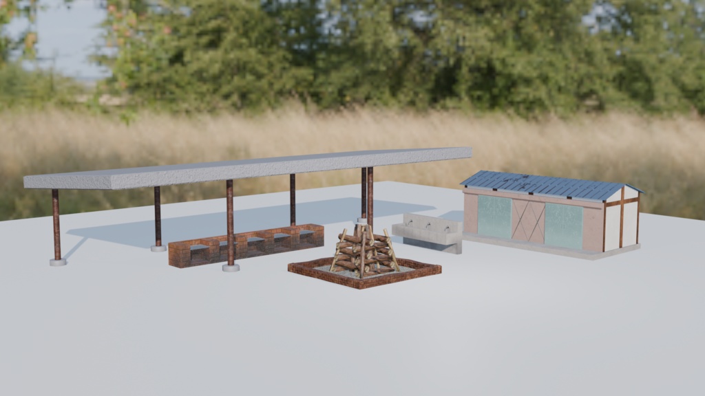 【VRChat想定 3Dモデル】キャンプファイヤーセット【FBX/unitypackage】