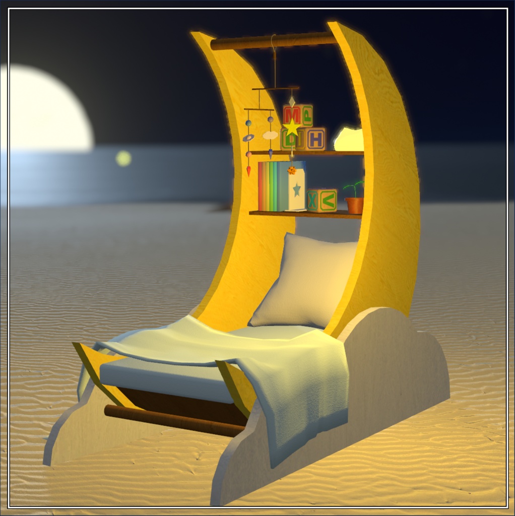 【VRChat想定 3Dモデル】ムーンベッド【FBX/unitypackage】