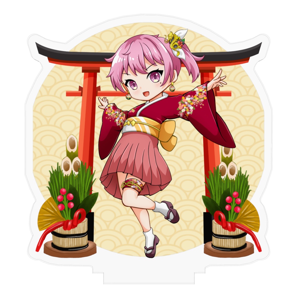 2024 新年お着物くがちゃん アクリルスタンド 70mm×70mm