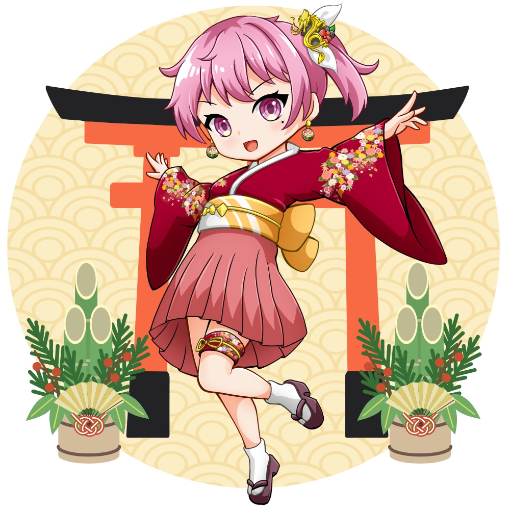 2024 新年お着物くがちゃん アクリルキーホルダー 50 x 50 (mm)