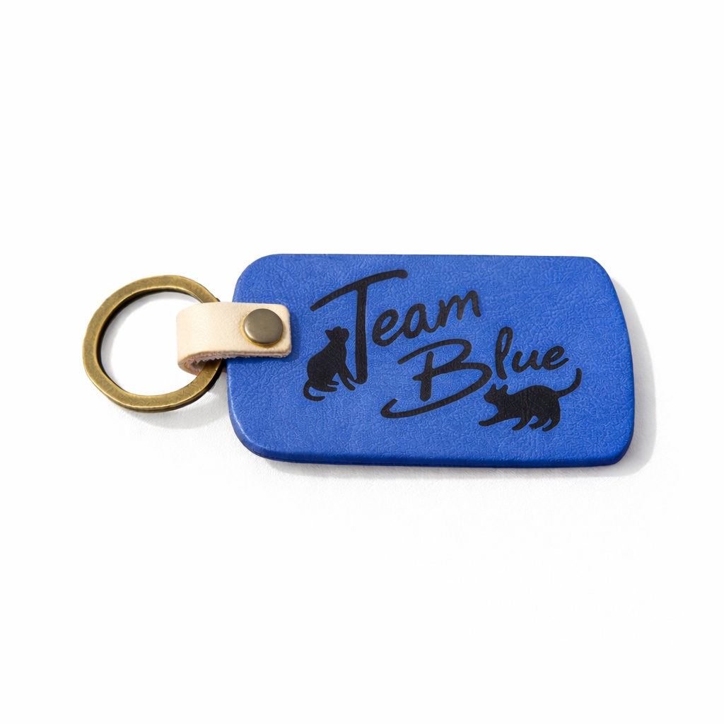 《予約販売》5周年記念 レザーキーホルダー “証”【カラー⑥コバルト】※付け根部分ヌメ革です