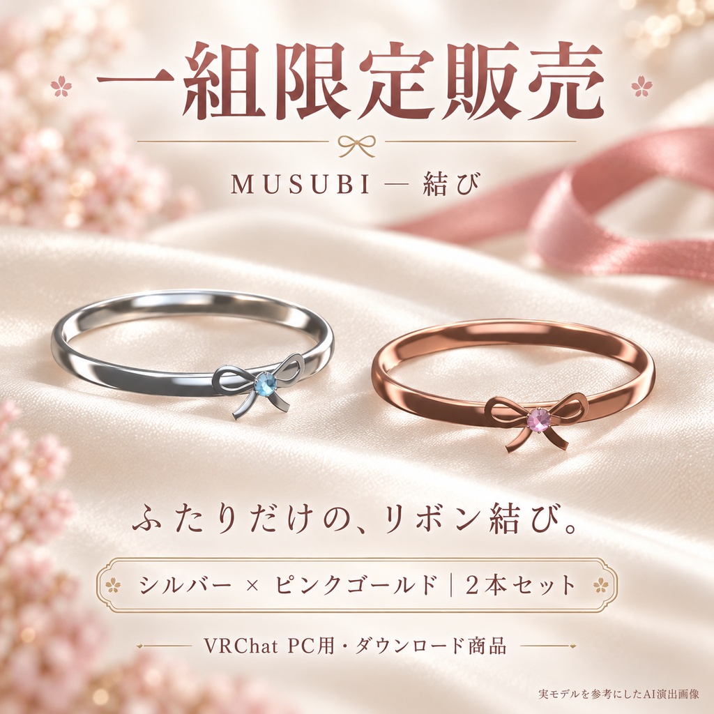 【一組限定販売／VRChat・MA対応】MUSUBI｜結び — リボンのペアリング【近づくと光が巡る】