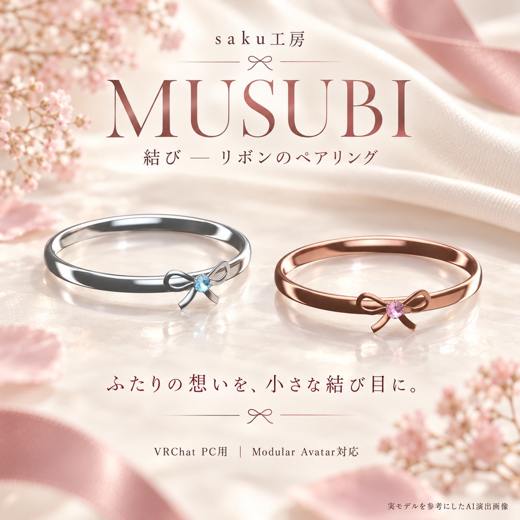 【一組限定販売/VRChat・MA対応】MUSUBI|結び — リボンのペアリング【近づくと光が巡る】