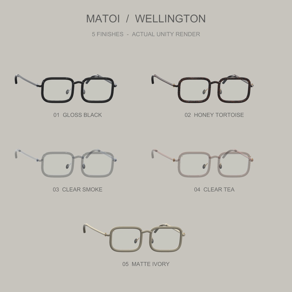 【VRChat / PC・3型×5パターン】纏 — MATOI EYEWEAR|眼鏡15点セット