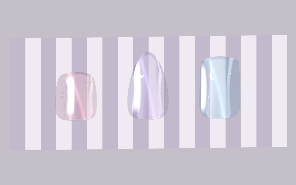 【VRChat / PC】月光マグネットネイル — MOONLIGHT NAILS|3形状・8色・月と銀箔の切り替え