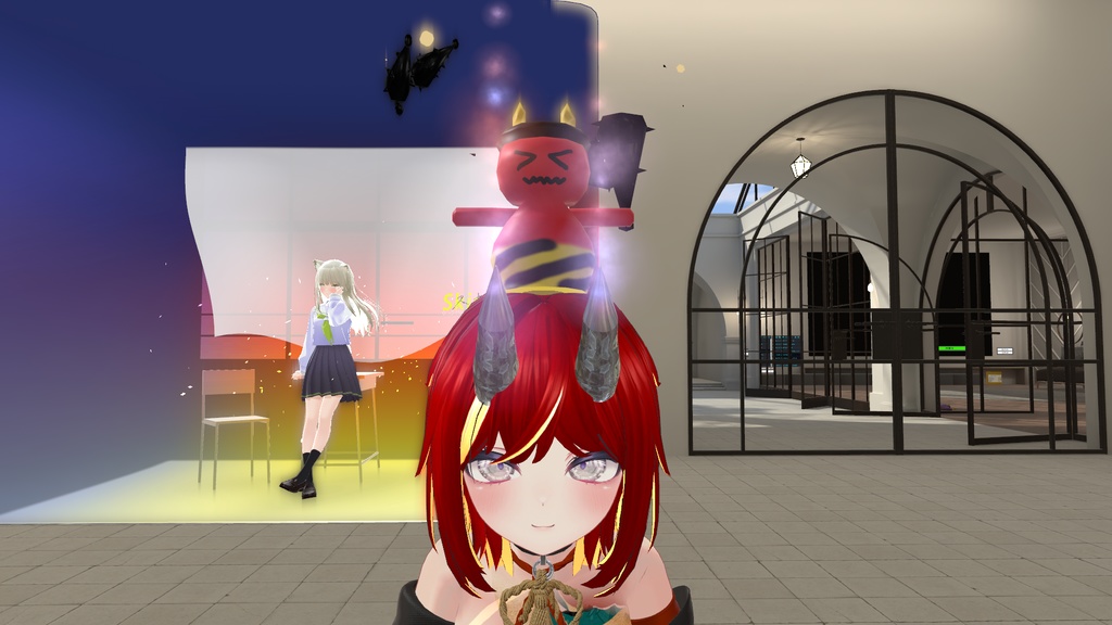 「VRchat想定」「MA設定済」角と角の先から炎のパーティクル