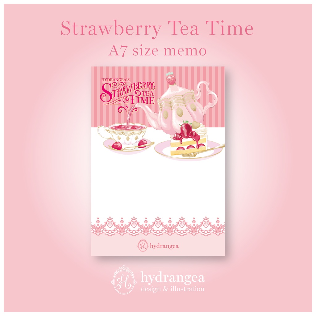 ★受注生産★【Strawberry Tea Time-cake-】A7サイズ メモ用紙