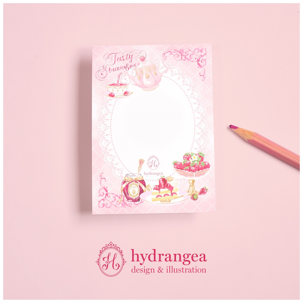 ★受注生産★【Strawberry Tea Time】A7サイズ メモ用紙