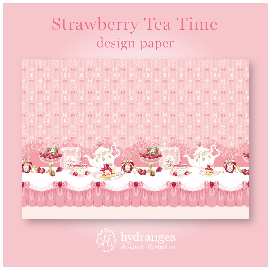 ☆受注生産☆【Strawberry Tea Time】A4サイズ デザインペーパー