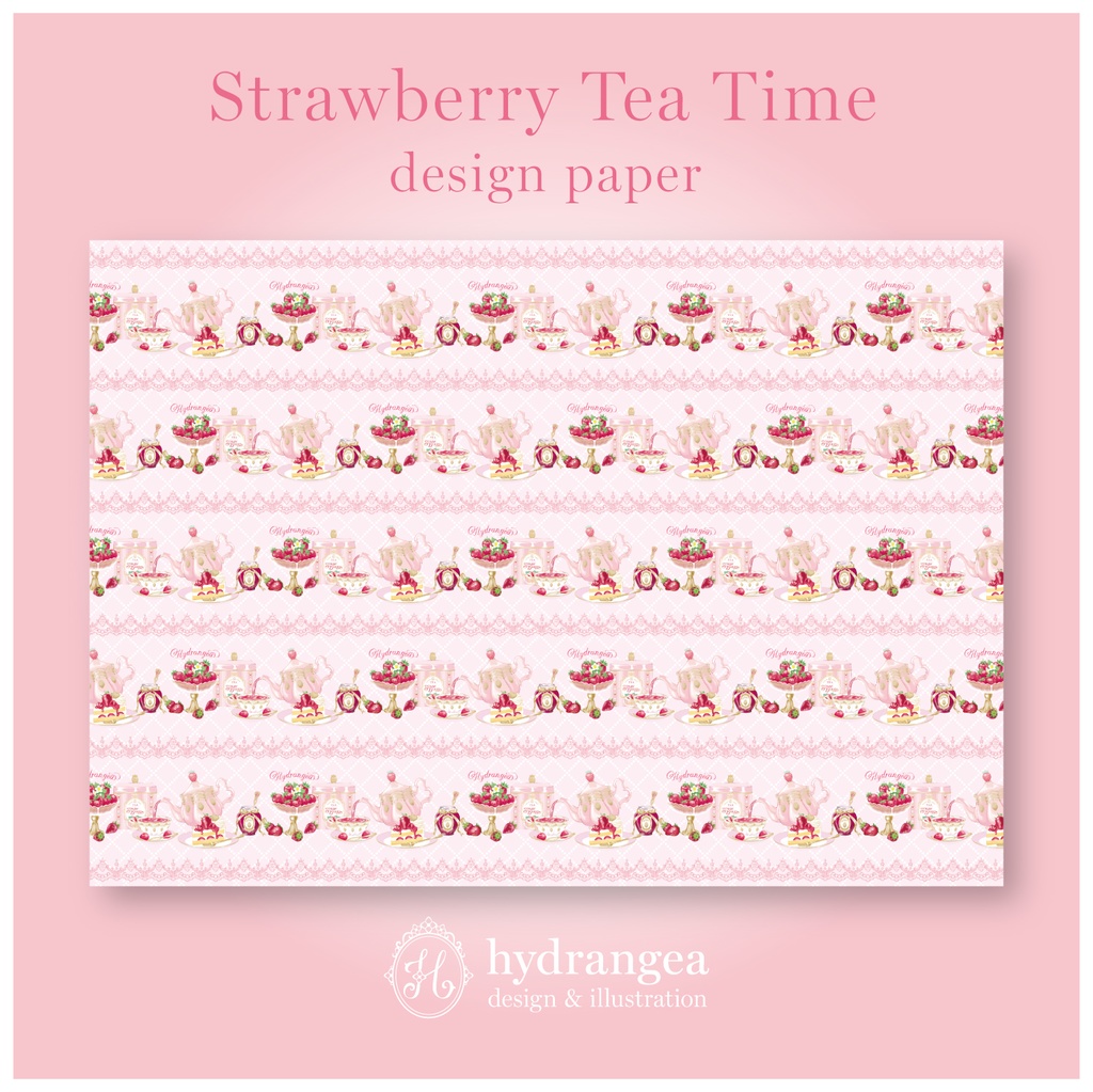 ★受注生産★【Strawberry Tea Time】上質紙・A4サイズ デザインペーパー