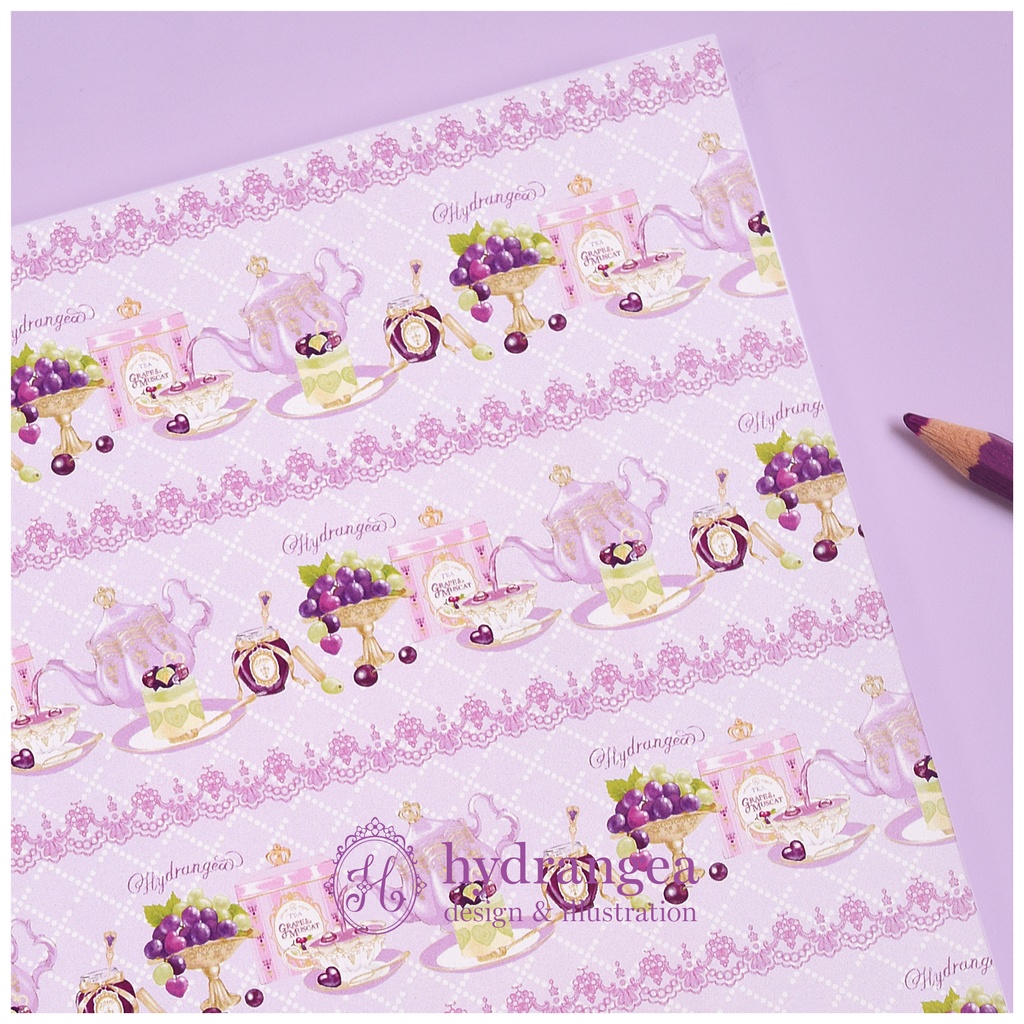 ★受注生産★【Grape Tea Time】上質紙・A4サイズ デザインペーパー