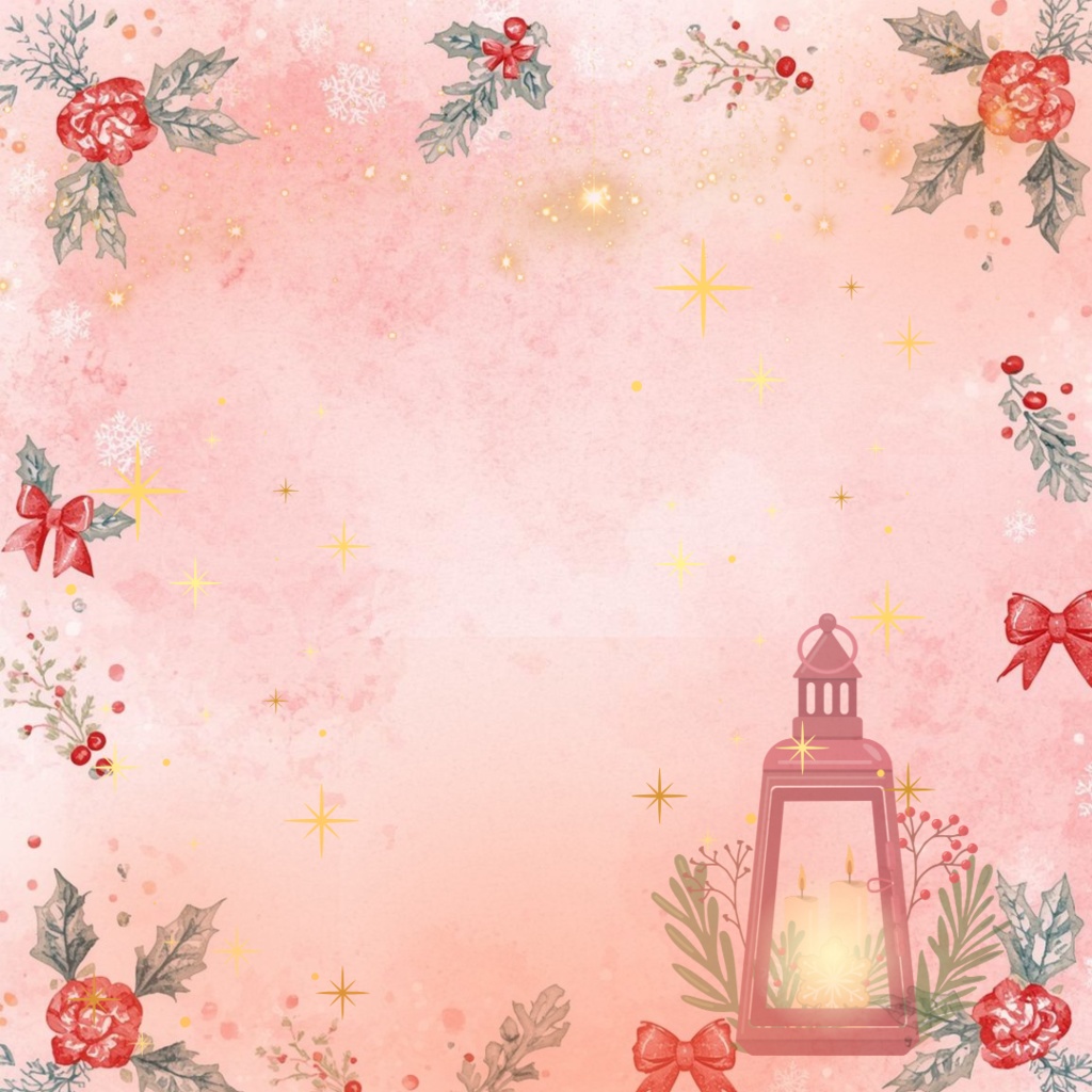 ピンクの水彩クリスマスクリップアートセット 🎀(PNG形式)