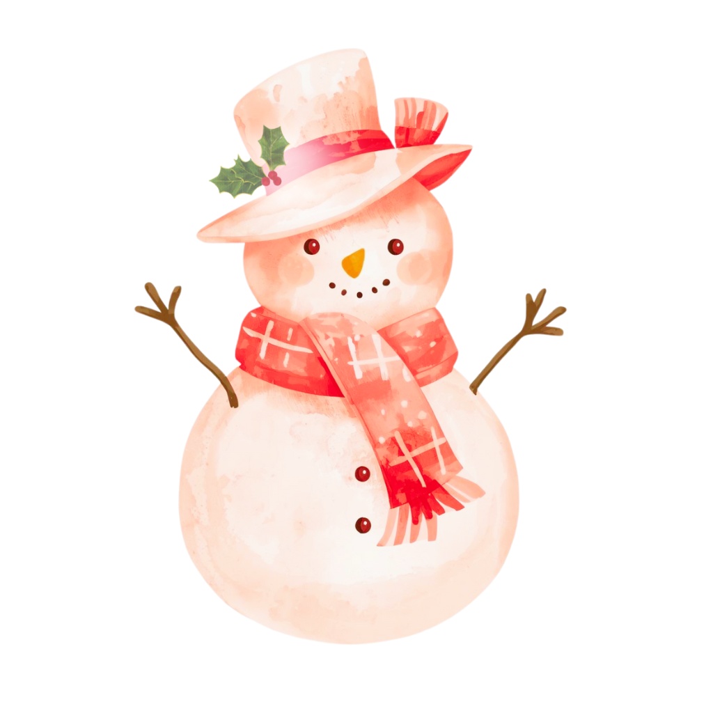 ピンクの水彩クリスマスクリップアートセット 🎀(PNG形式)