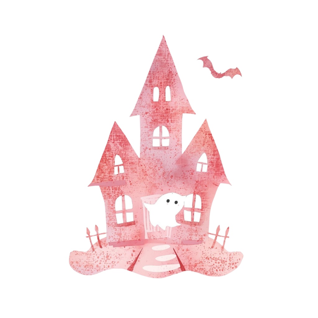 ピンクの水彩ハロウィンクリップアートセット – PNG形式9点