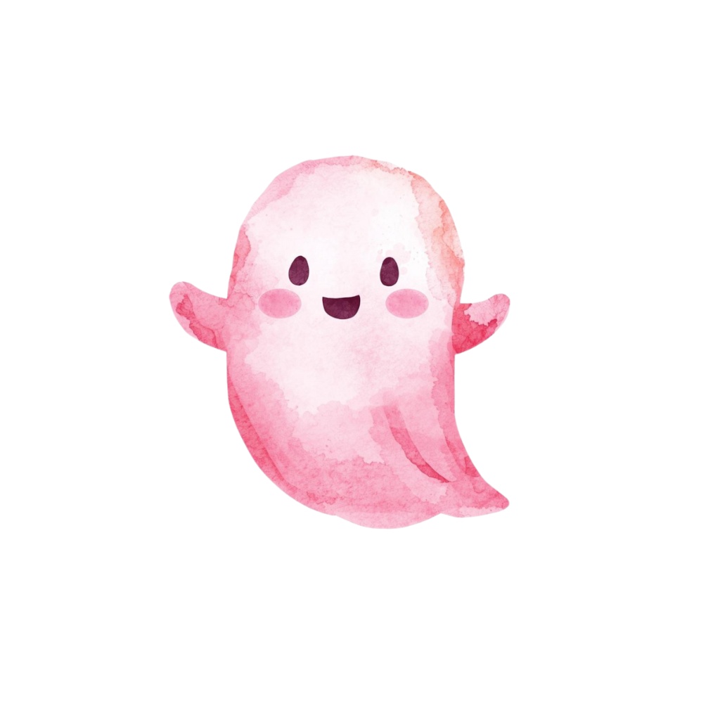 ピンクの水彩ハロウィンクリップアートセット – PNG形式9点