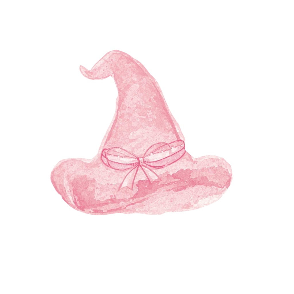 ピンクの水彩ハロウィンクリップアートセット – PNG形式9点