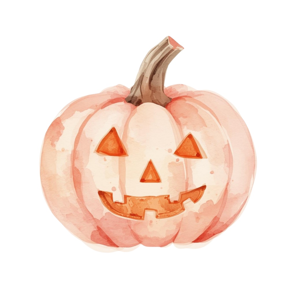 ピンクの水彩ハロウィンクリップアートセット – PNG形式9点