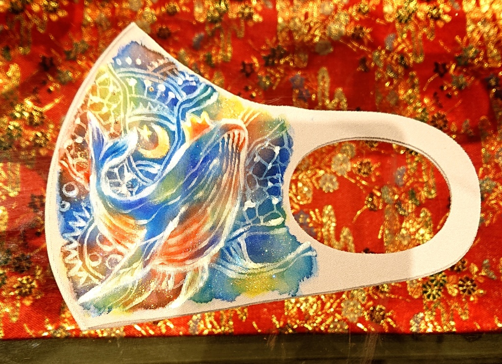 手描きマスクくじら(カラー)