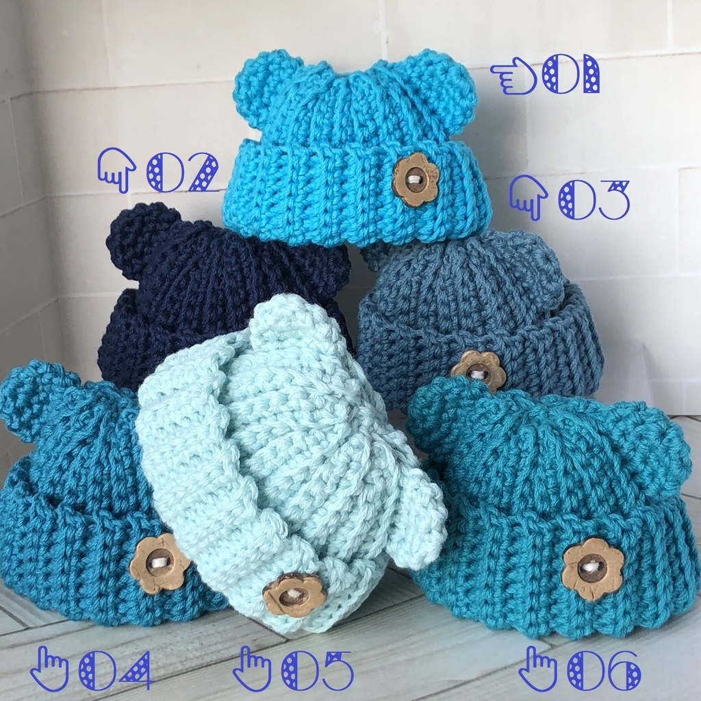 くまみみニット帽(青系)