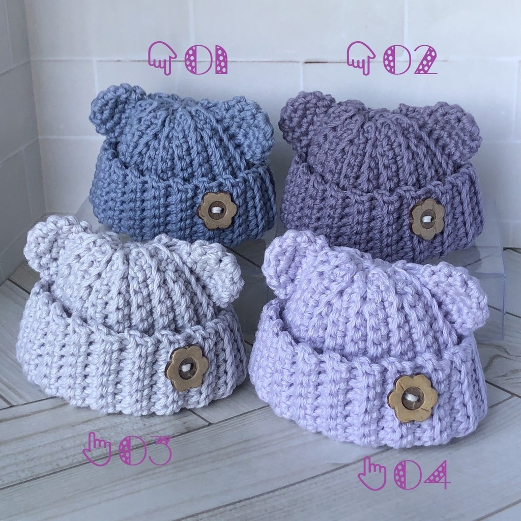 くまみみニット帽(紫系)