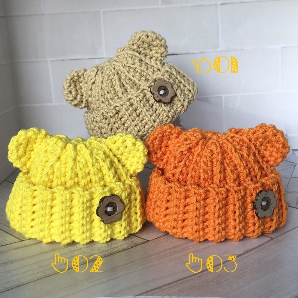 くまみみニット帽(黄系)