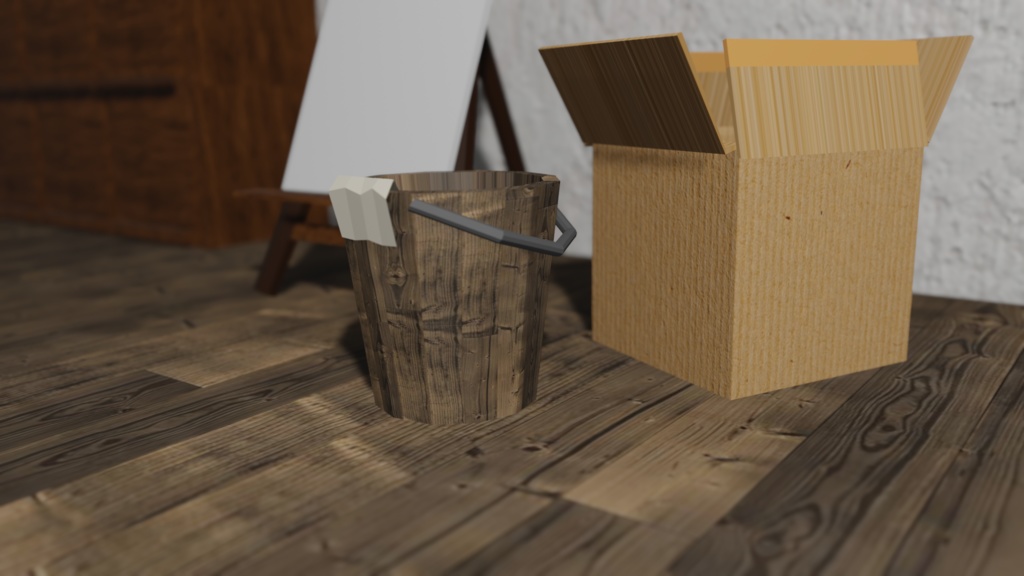 【3Dモデル】木製バケツ(bucket)