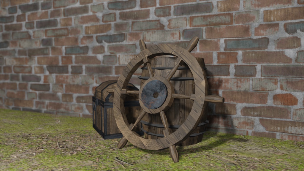 【3Dモデル】海賊船舵輪(steering wheel)
