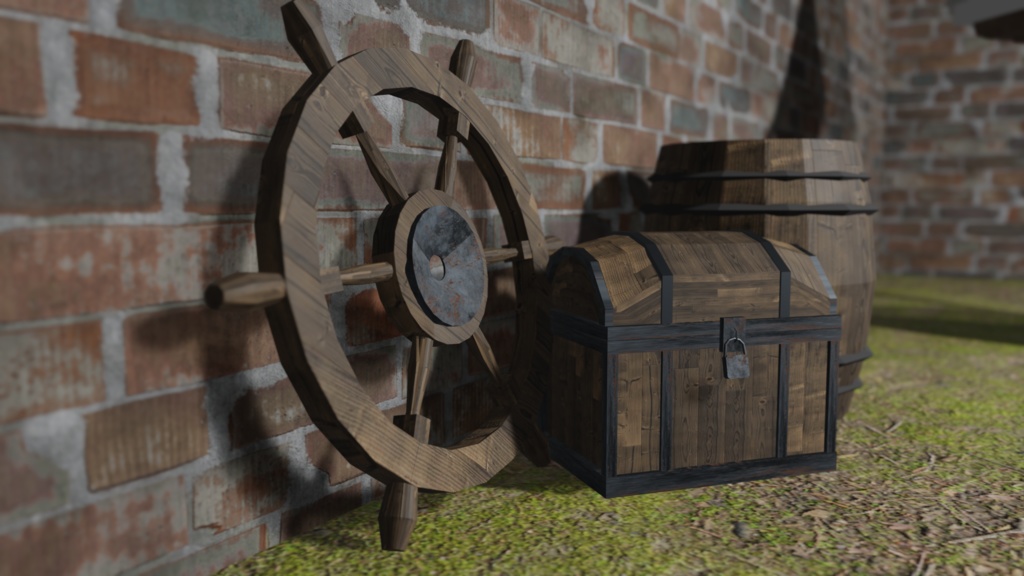 【3Dモデル】海賊船舵輪(steering wheel)