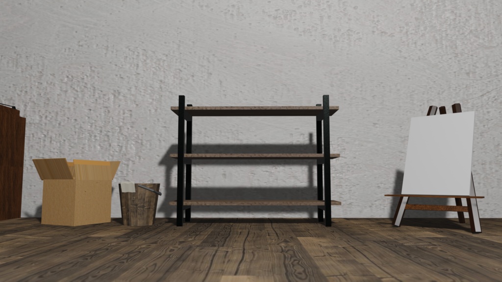【3Dモデル】北欧風木棚(wood shelf)
