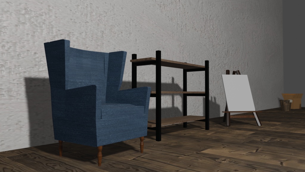 【3Dモデル】北欧風木棚(wood shelf)