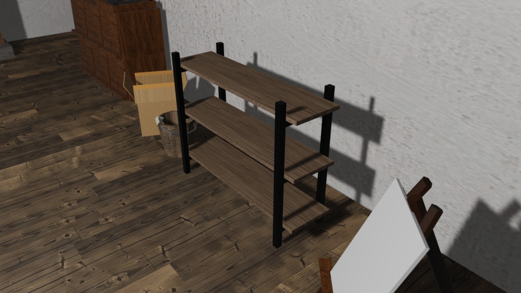 【3Dモデル】北欧風木棚(wood shelf)