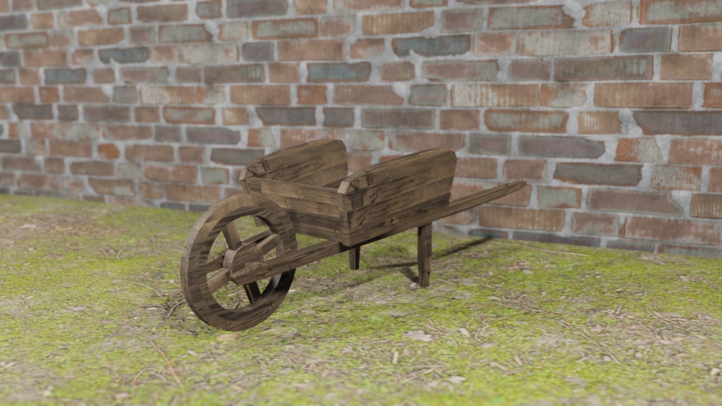 【3Dモデル】 木製一輪車(garden cart)