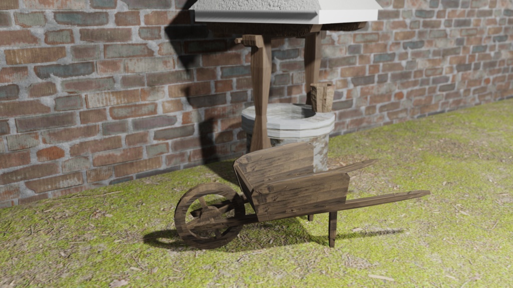 【3Dモデル】 木製一輪車(garden cart)