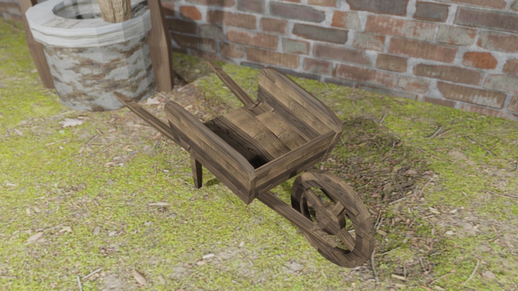 【3Dモデル】 木製一輪車(garden cart)