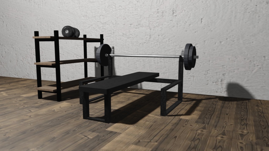 【3Dモデル】ベンチプレスセット(bench press set)