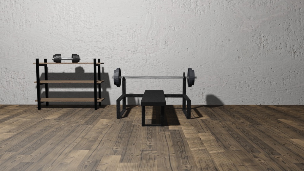 【3Dモデル】ベンチプレスセット(bench press set)