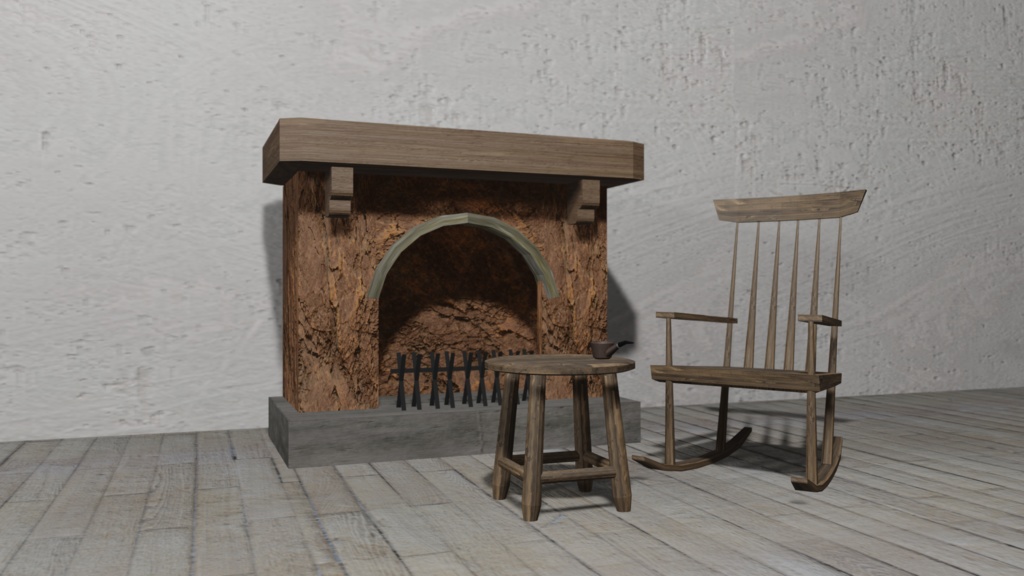 【3Dモデル】木製サイドテーブル(side table)