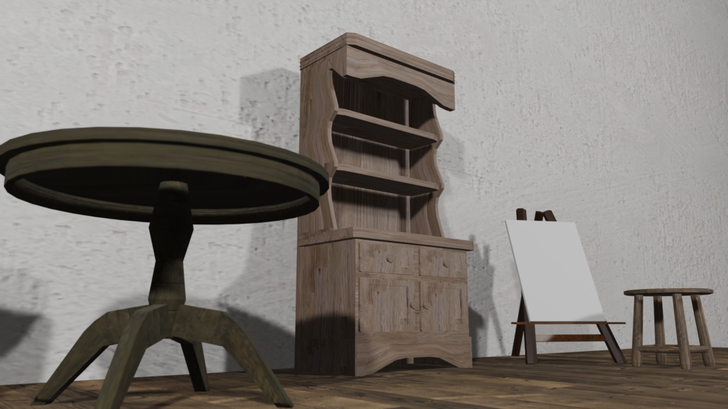 【3Dモデル】木製食器棚(cup board)